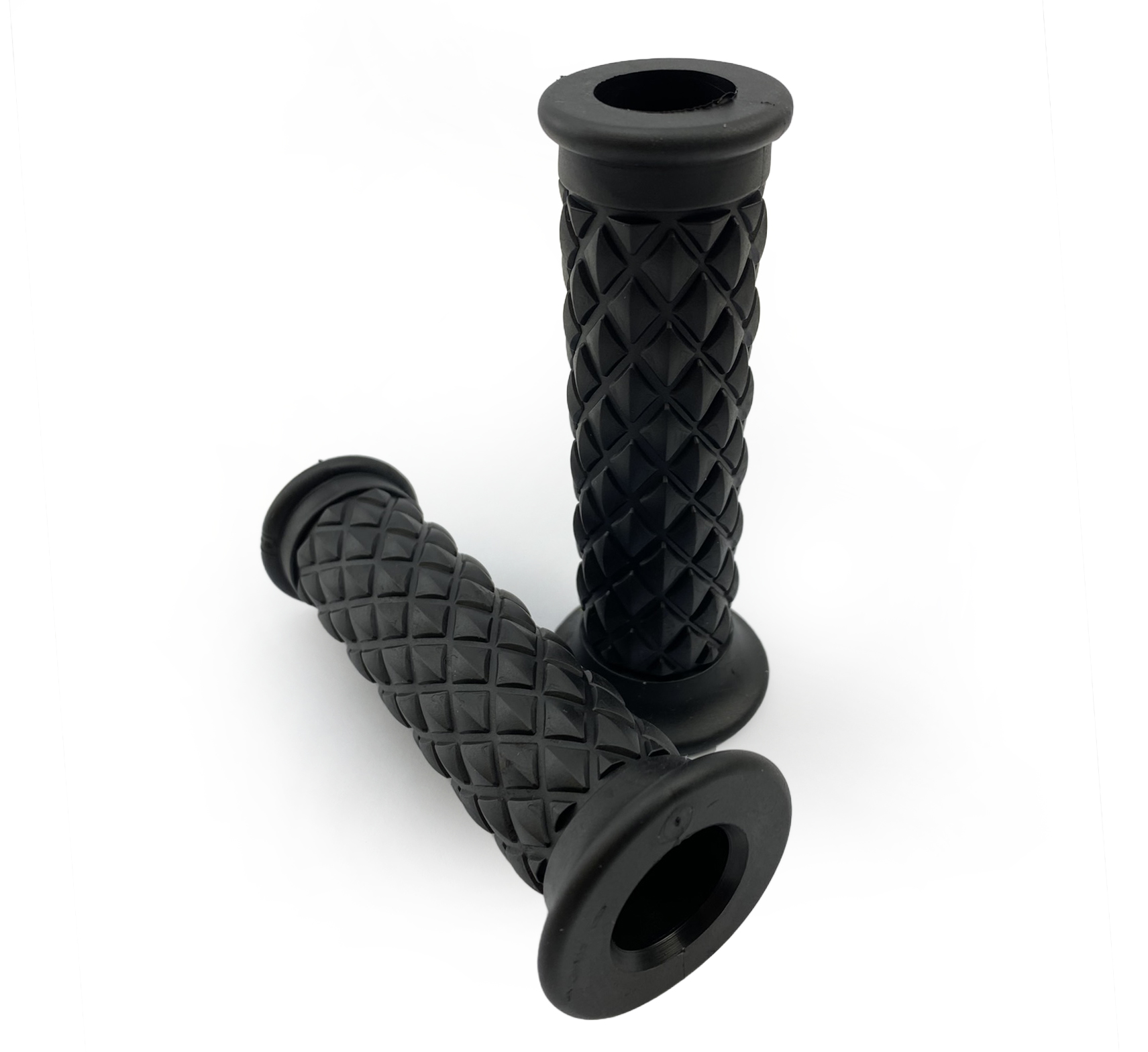 GRIP SET CLASSIC RETRO BLACK HONDA SUZUKI KAWASAKI TRIUMPH ROYAL BOBBER