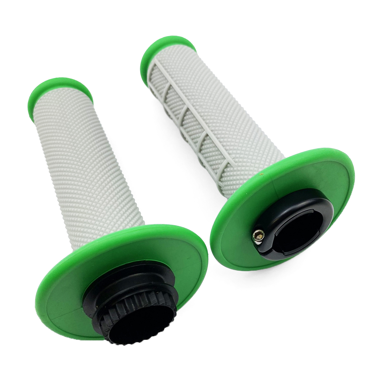LOCK ON GRIPS HALF WAFFLE, SOFT GREY/GREEN, MX-08752GN, ODI STYLE, FIR - thumbnail 2