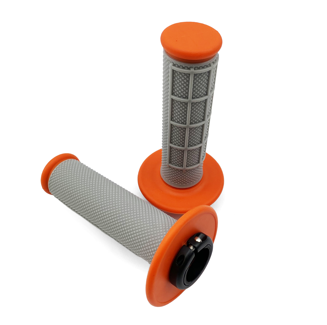 LOCK ON GRIPS HALF WAFFLE, SOFT GREY/ORANGE, MX-08752OR, ODI STYLE, FIR - image 1