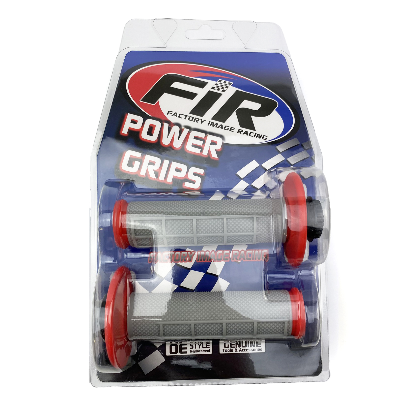 LOCK ON GRIPS HALF WAFFLE, SOFT GREY/RED, MX-08752BD, ODI STYLE, FIR - thumbnail 2