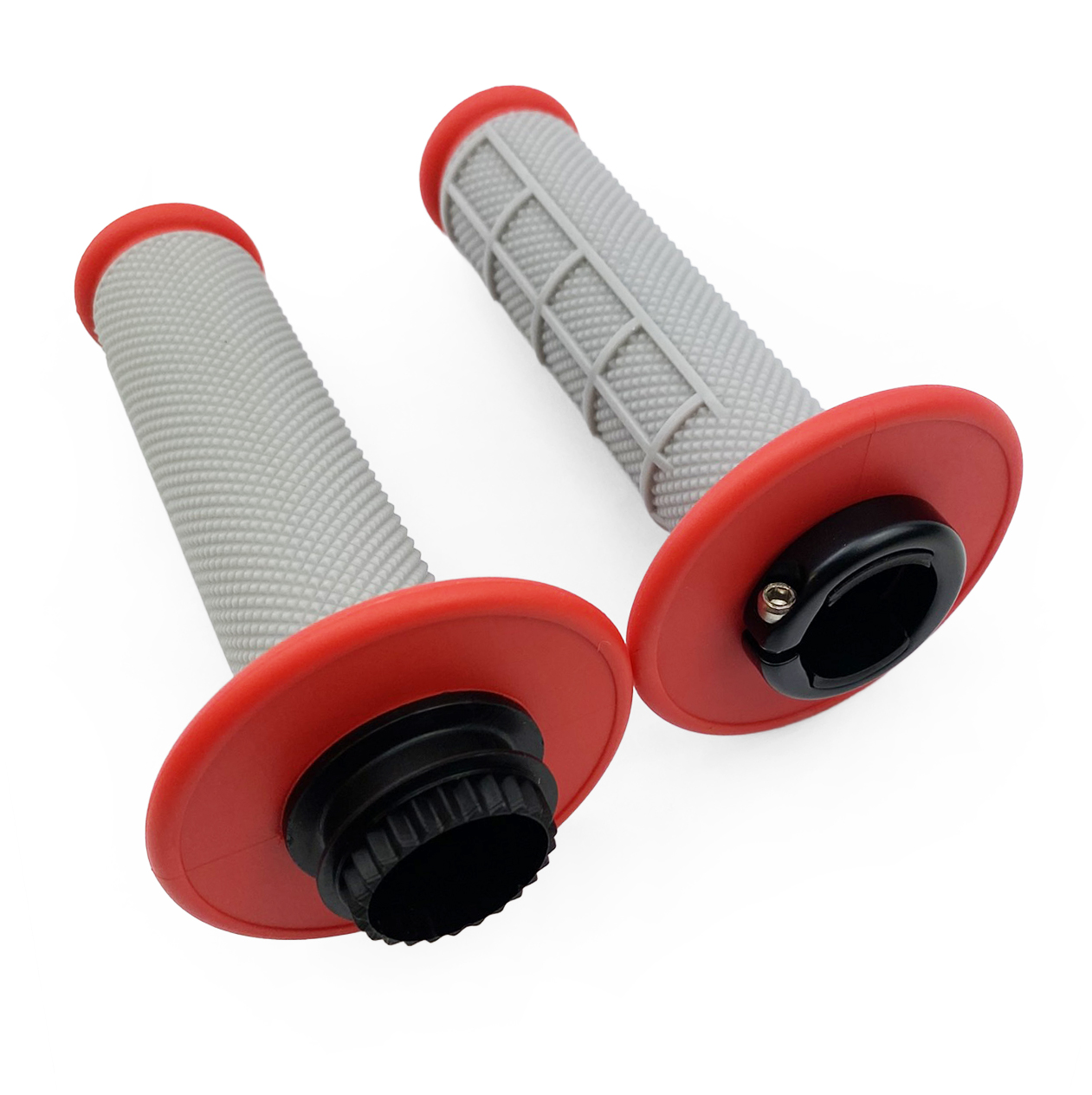 LOCK ON GRIPS HALF WAFFLE, SOFT GREY/RED, MX-08752BD, ODI STYLE, FIR - thumbnail 3