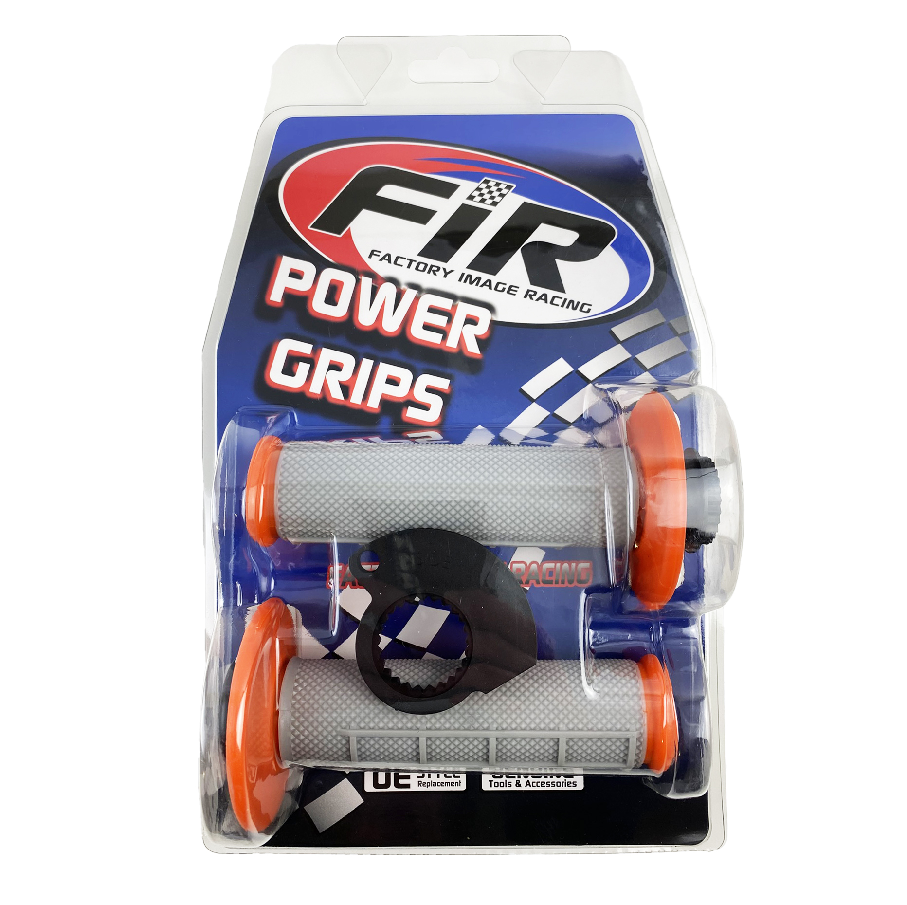 LOCK ON GRIP SET 17-22 KTM HUSQ 2-STROKE, HALF WAFFLE SOFT GREY/ORANGE, ODI STYLE, FIR - thumbnail 3