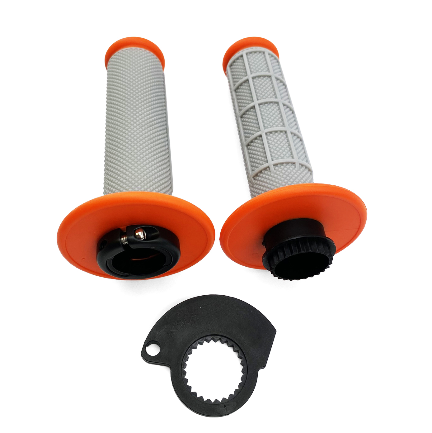 LOCK ON GRIP SET 17-22 KTM HUSQ 2-STROKE, HALF WAFFLE SOFT GREY/ORANGE, ODI STYLE, FIR - thumbnail 4