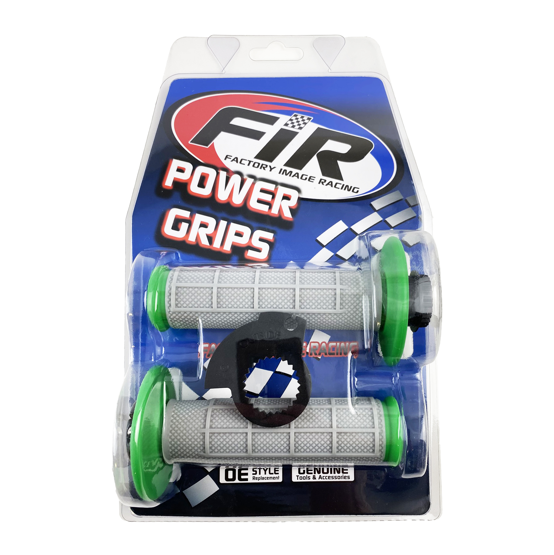 LOCK ON GRIP SET KX RM YZ, HALF WAFFLE SOFT GREY/GREEN, ODI STYLE, FIR - thumbnail 2