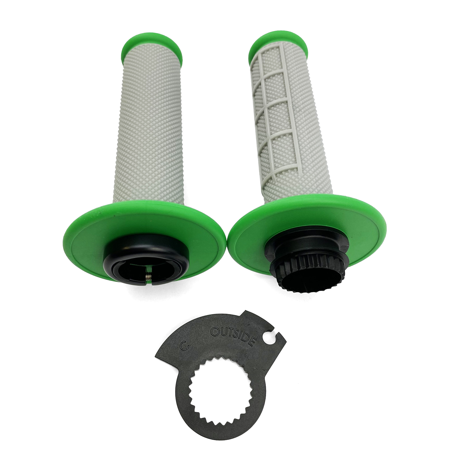 LOCK ON GRIP SET KX RM YZ, HALF WAFFLE SOFT GREY/GREEN, ODI STYLE, FIR - thumbnail 3