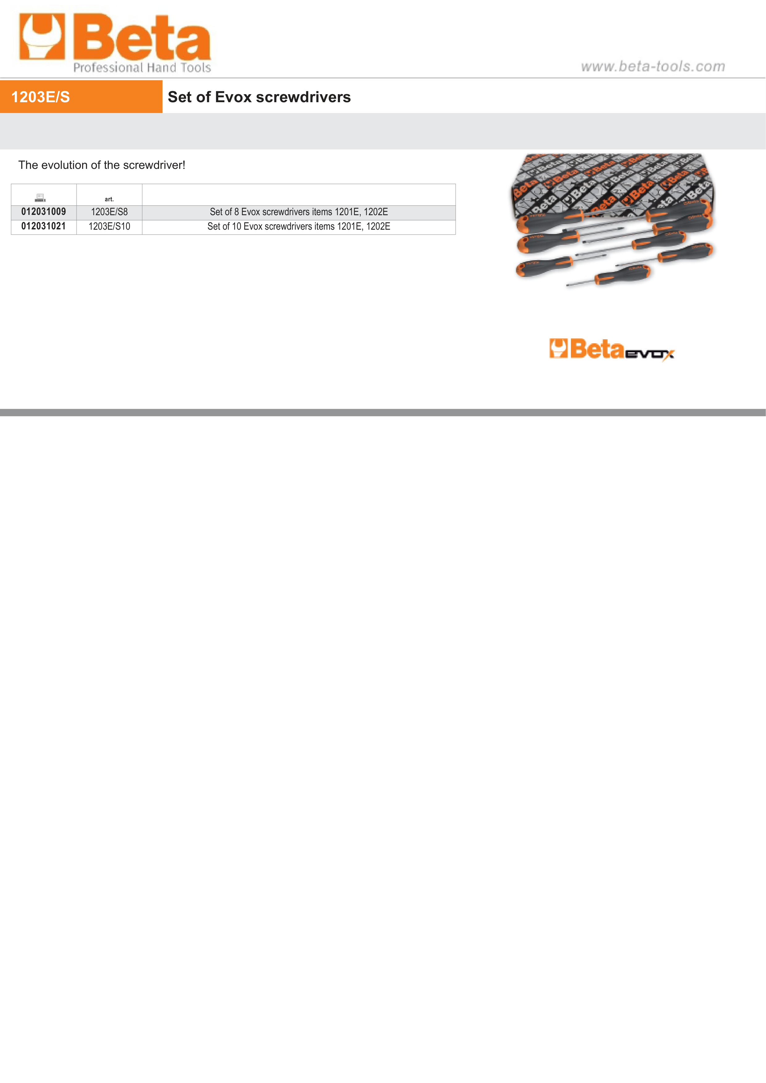 Set of Evox Screwdrivers - BetaEVOX 1203E/S8 thumbnail 2