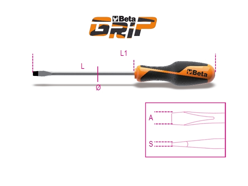 Screwdriver for Slotted Head Screws 0.8x4mm 125mm Length - BetaGRIP 1260 4X125 thumbnail 2