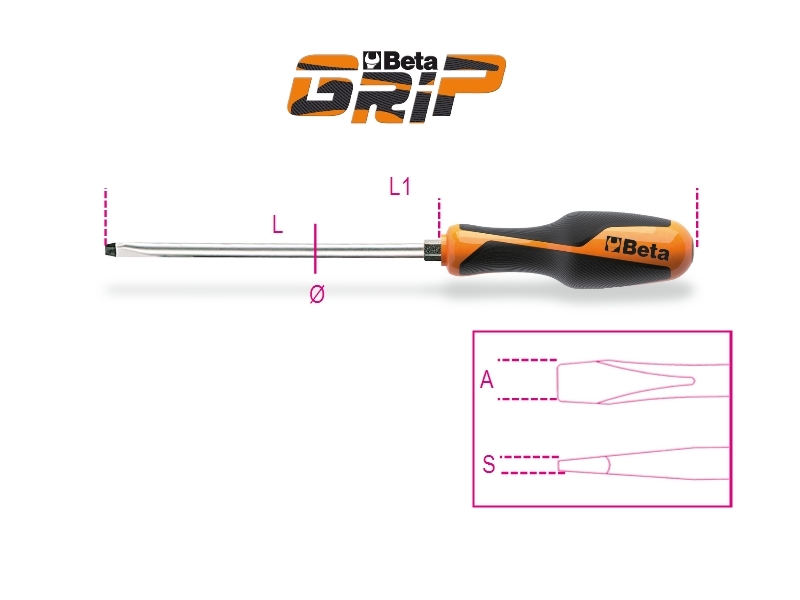 Screwdriver for Slotted Head Screws with Hexagon Bolster 1.6x10mm 200mm Length - BetaGRIP 1260E 10 thumbnail 5