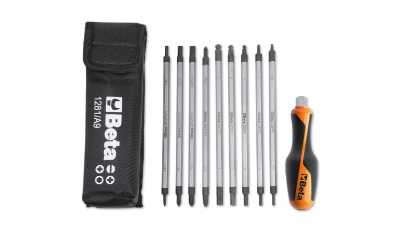 9 Reversible Screwdrivers 1 Accessory in Case - Beta Tools 1281BG/A9 image 1