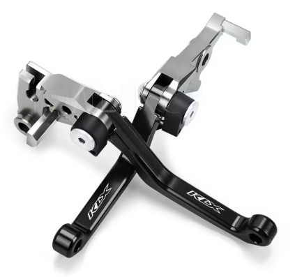 FLEXI FOLDABLE PIVOT CLUTCH BRAKE LEVER KAWASAKI KLX150 230 250 46092-0044 BLACK / SILVER image 1