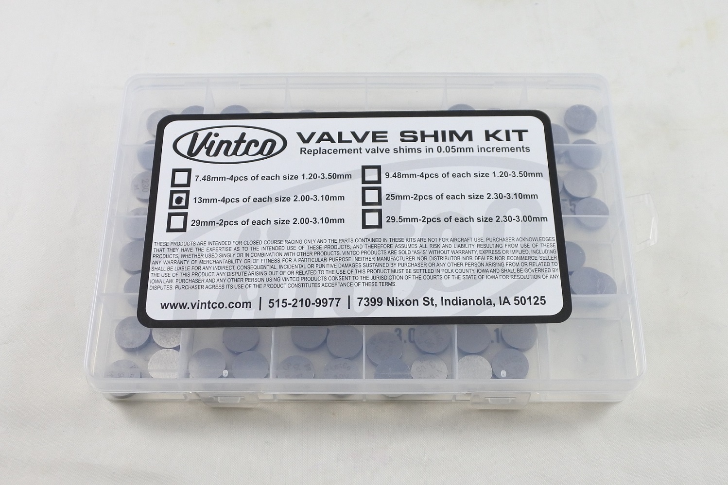 VALVE SHIM KIT 13mm 2.00mm-3.10mm 0.05mm INCREMENTS 4PCS EACH VINTCO 13SHIMKIT thumbnail 4