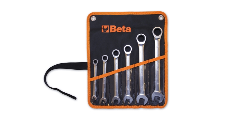Ratcheting Combination Spanner Wrench Set in Wallet 8mm - 19mm - Beta Tools 141/B9 thumbnail 3