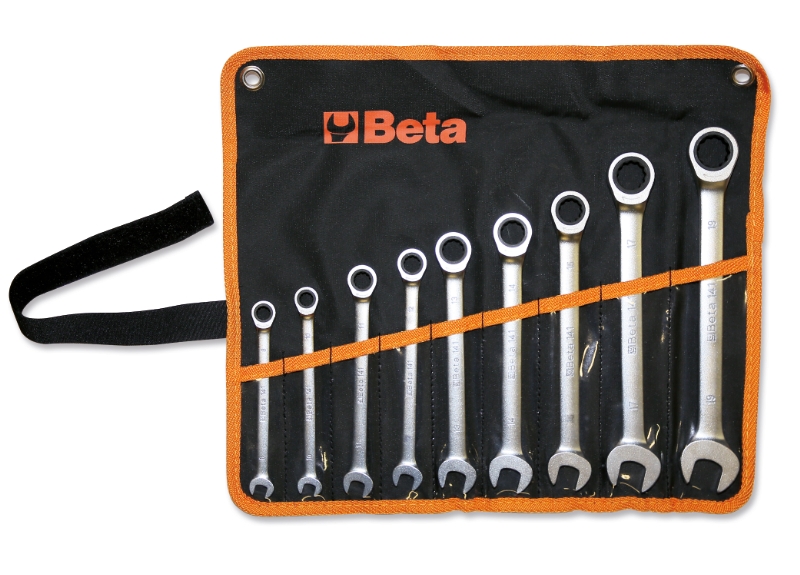 Ratcheting Combination Spanner Wrench Set in Wallet 8mm - 19mm - Beta Tools 141/B9 image 1