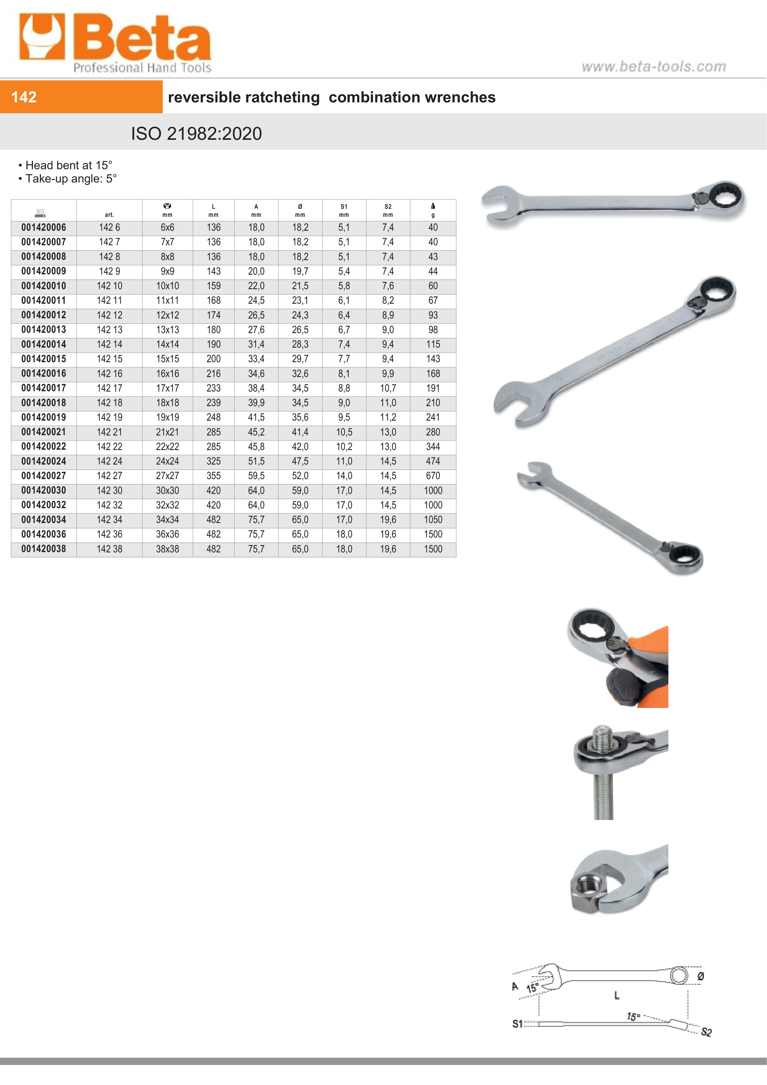 Reversible Ratcheting Combination Spanner Wrench 13mm - Beta Tools 142 13 thumbnail 10