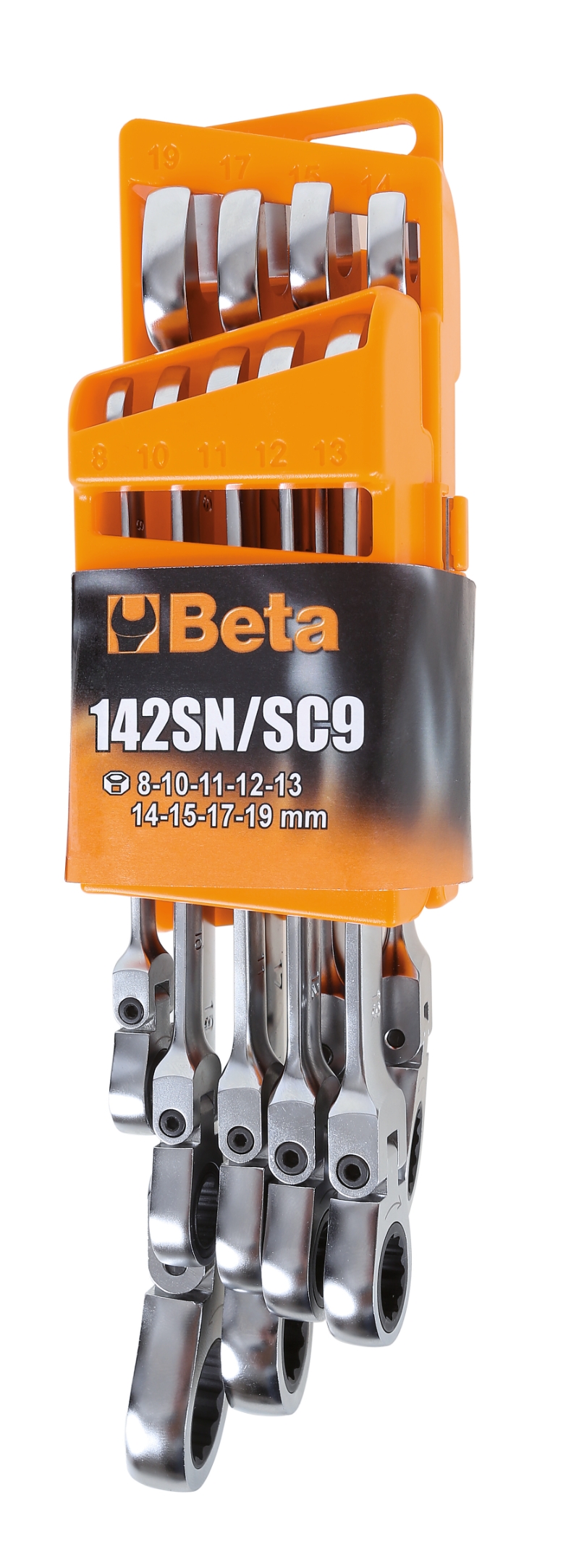 Swivel End Ratcheting Combination Spanner Wrench Set 8mm - 19mm (9 Pieces) - Beta Tools 142SN/SC9 thumbnail 5