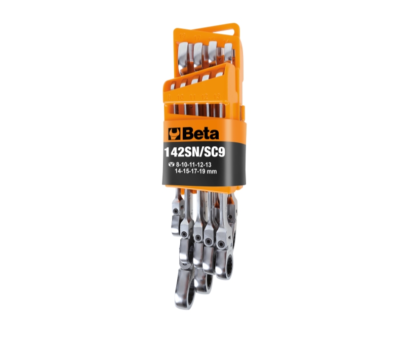 Swivel End Ratcheting Combination Spanner Wrench Set 8mm - 19mm (9 Pieces) - Beta Tools 142SN/SC9 thumbnail 4