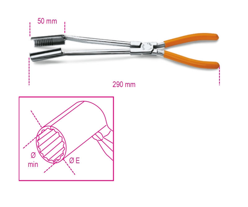 Curved Long Nose Spark-Plug Pliers 15 Min 14mm - Beta Tools 1474L image 1