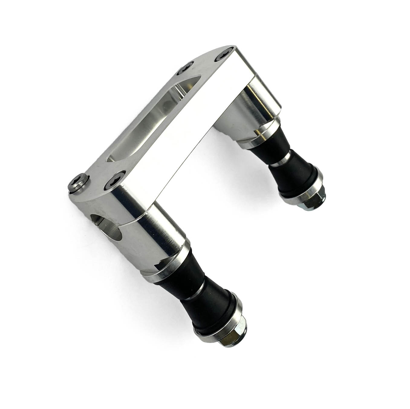 STEERING BAR CLAMP 22.2mm SILVER, 100mm MOUNTING, M10 BOLTS