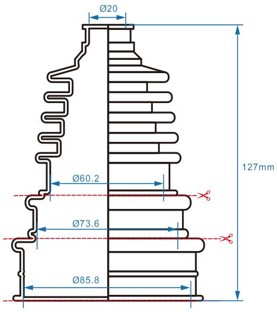 CV BOOT KITUNIVERSAL 86/74/60 x 20 x 127mm BRONCO AT-08511, CAN AM POLARIS YAMAHA thumbnail 2