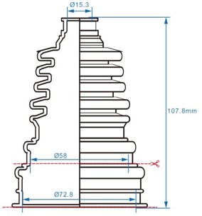 CV BOOT KITUNIVERSAL 72/58 x 15 x 108mm BRONCO AT-08521-1B, CAN AM POLARIS YAMAHA ARTIC CAT SUZUKI thumbnail 2