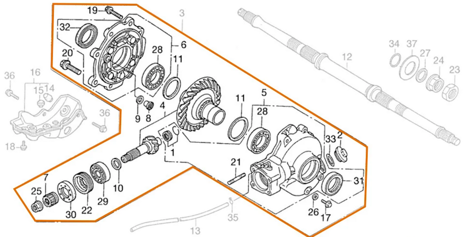 REAR DIFFERENTIAL 88-00 HONDA TRX 300 A FW AN FOURTRAX 2X4 4X4 41300-HM5-A10 thumbnail 8