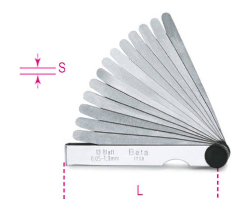 Metric Feeler Gauges with Steel Blades 0.05-1.0mm - Beta Tools 1708/20 image 1