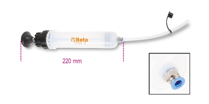 Suction Gun 200ml Polypropylene for Brake Fluid and High-Density Oils - Beta Tools 1756C thumbnail 2