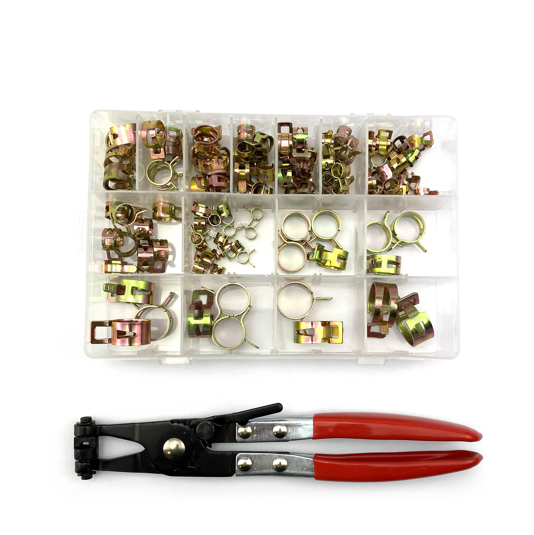 115pcs SPRING HOSE FUEL LINE BAND CLAMP CLIPS KIT WITH TOOL 6mm-22mm thumbnail 3