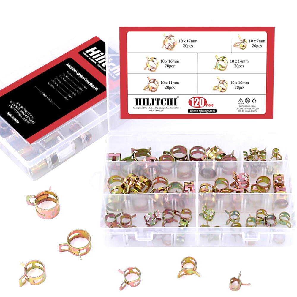 120pcs SPRING CLAMP KIT 7-17mm FUEL HOSE CLIPS WITH BOX image 1