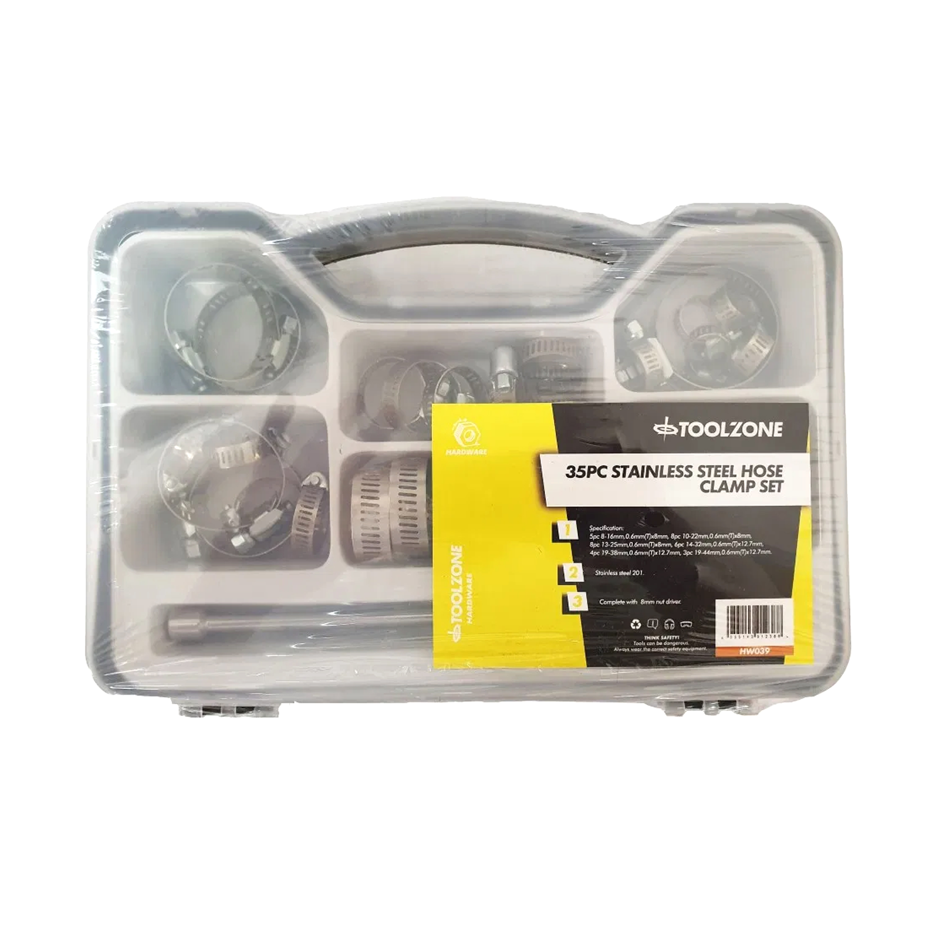 HOSE CLAMP SET 35pc STAINLESS STEEL 8-44mm - TOOLZONE KDPHW039 thumbnail 3