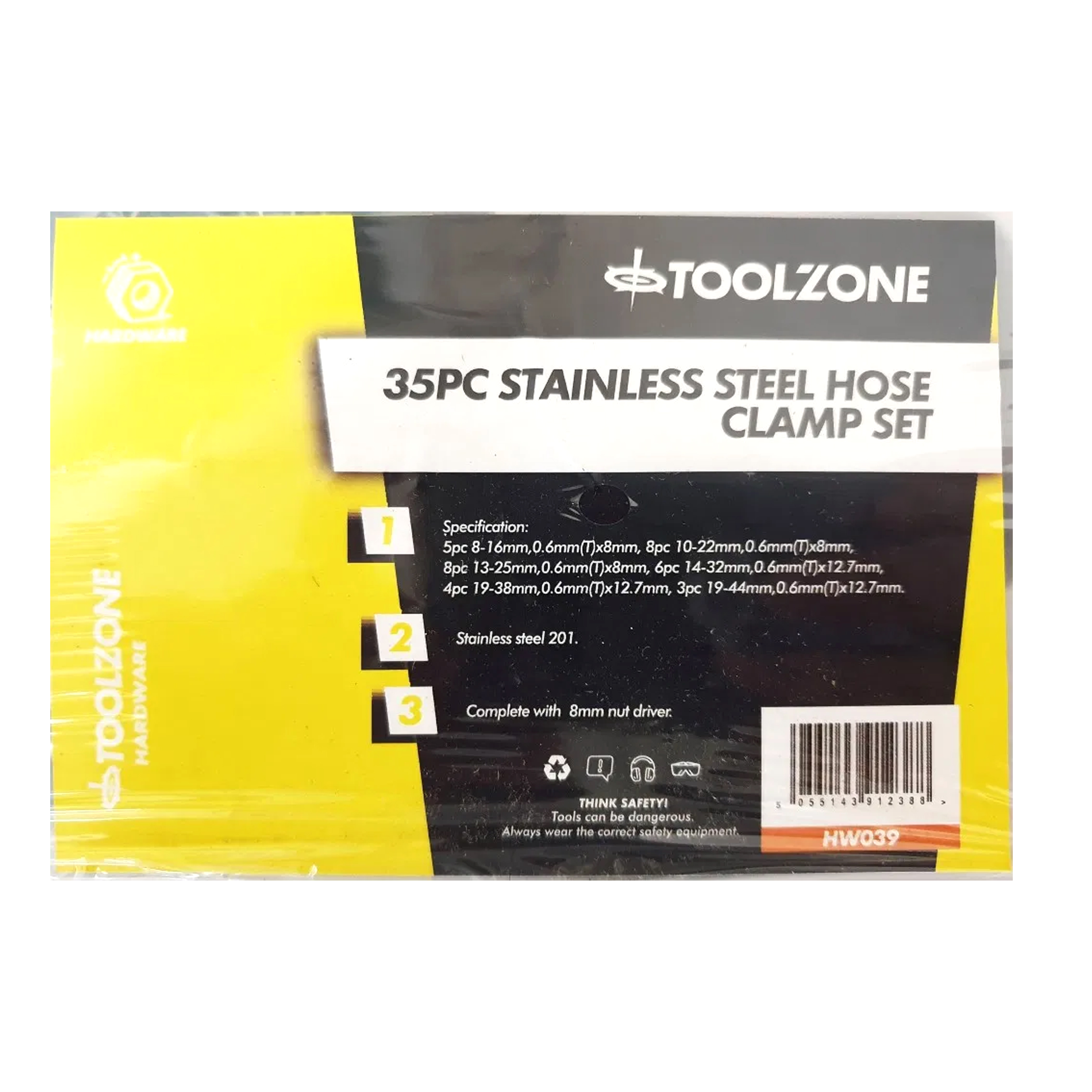 HOSE CLAMP SET 35pc STAINLESS STEEL 8-44mm - TOOLZONE KDPHW039 thumbnail 2