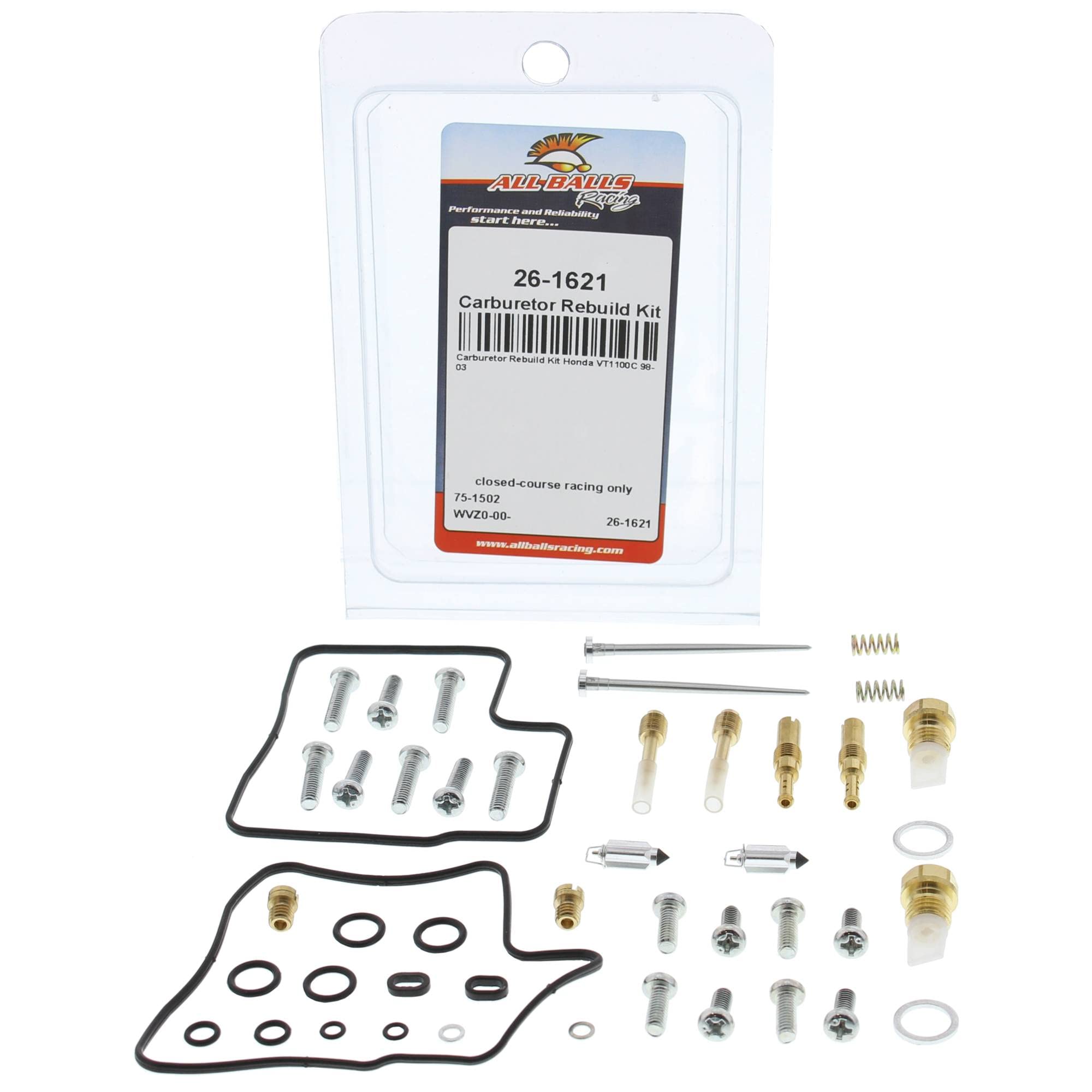 CARBURETOR REBUILD KIT 98-03 HON VT1100C, ALLBALLS 26-1621 ROAD image 1