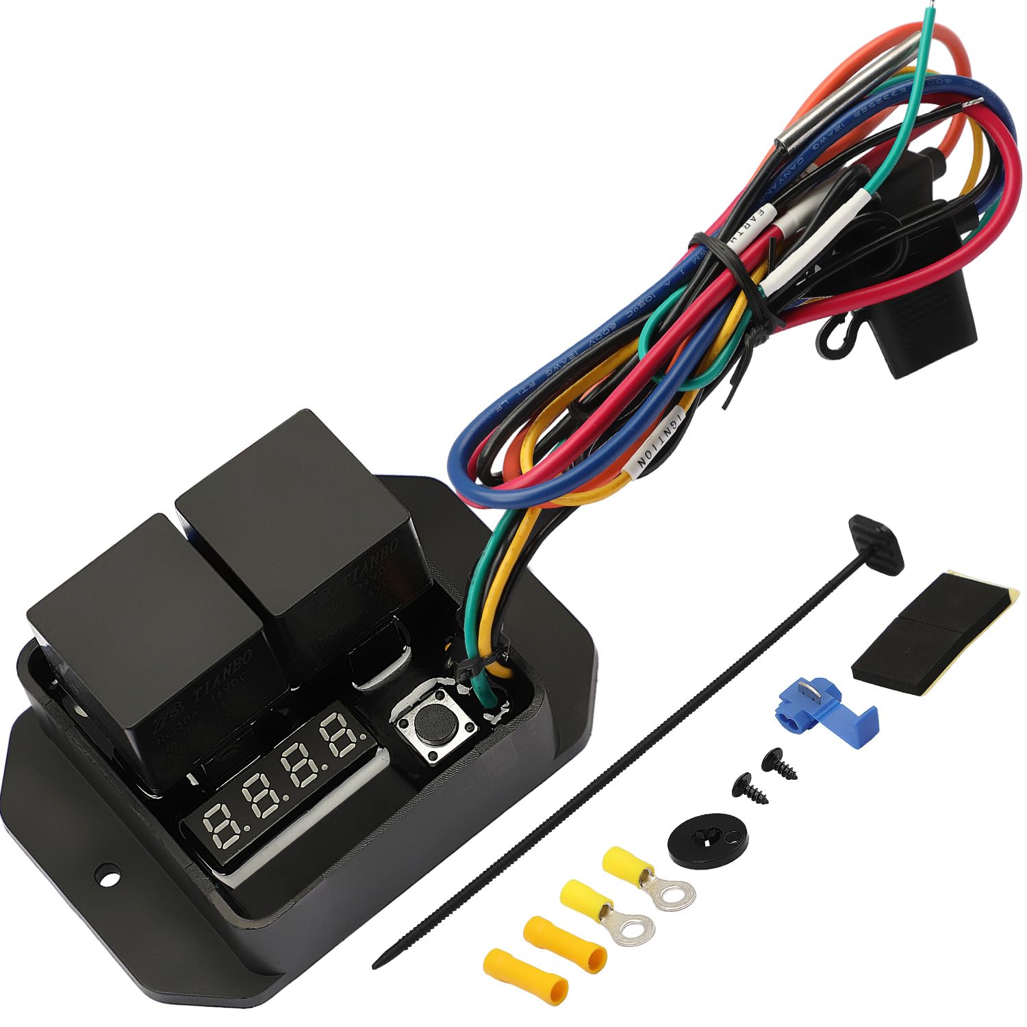 DIGITAL RADIATOR FAN CONTROLLER SWITCH KIT 12V 24V ADJUSTABLE SINGLE DUAL FAN 0444 image 1