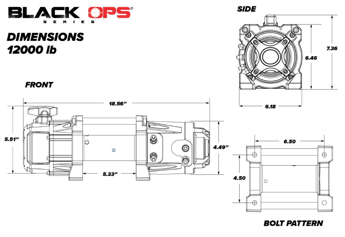 12V WINCH 5.5 TON 5,500KG, ATV/UTV, SYNTHETIC ROPE, 4 BOLT, SUPERATV WN-12000 thumbnail 4