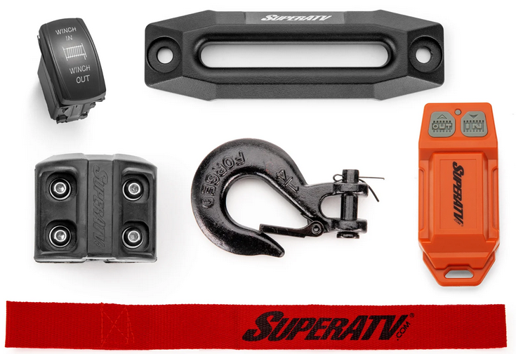 12V WINCH 2 TON 2,000KG, ATV/UTV, SYNTHETIC ROPE, 4 BOLT, SUPERATV WN-4500 thumbnail 2