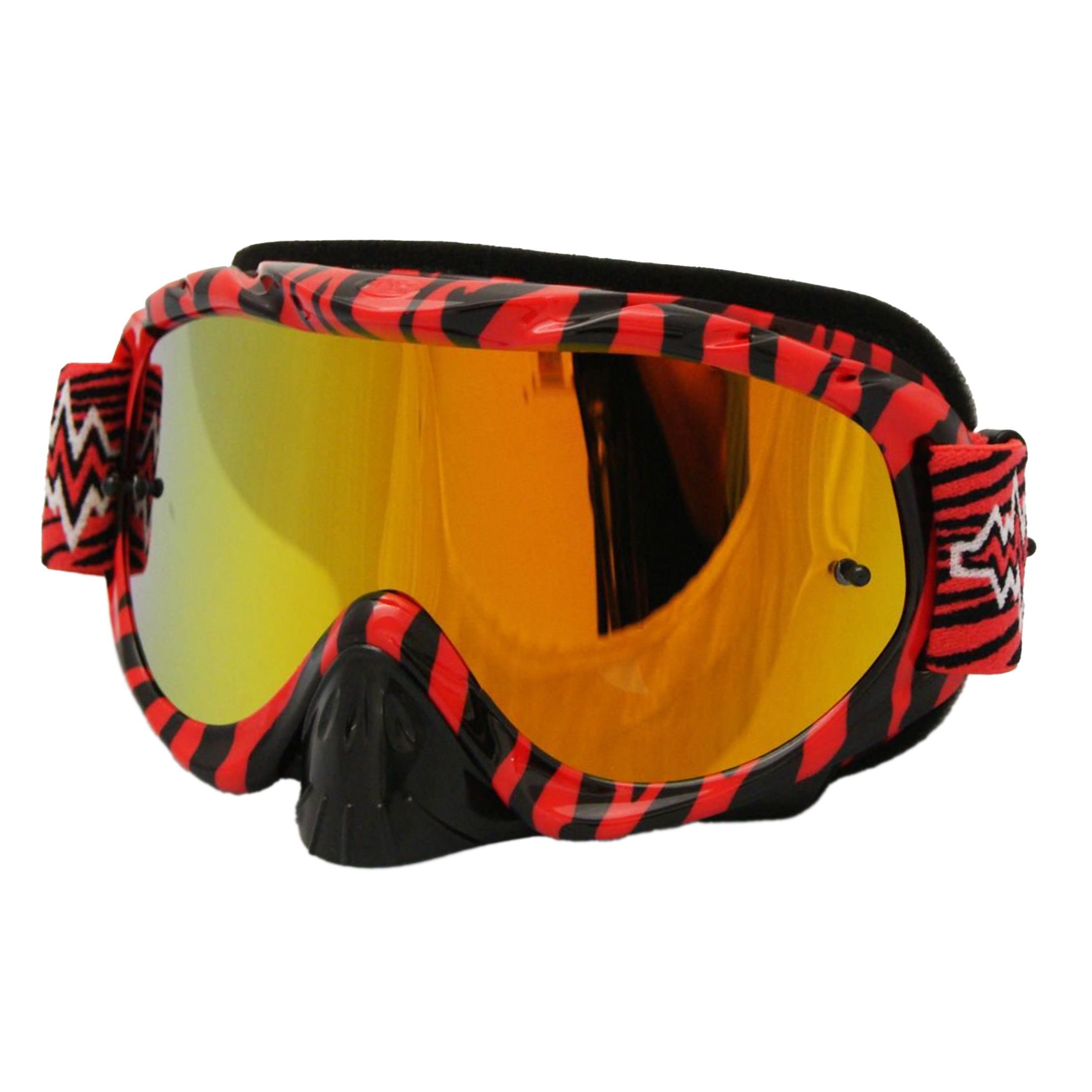 RNR HYBRID WILD RD/BK MIRRORED LENS, WILD RED & BLACK GOGGLE, GH365M, MIRRORED LENS