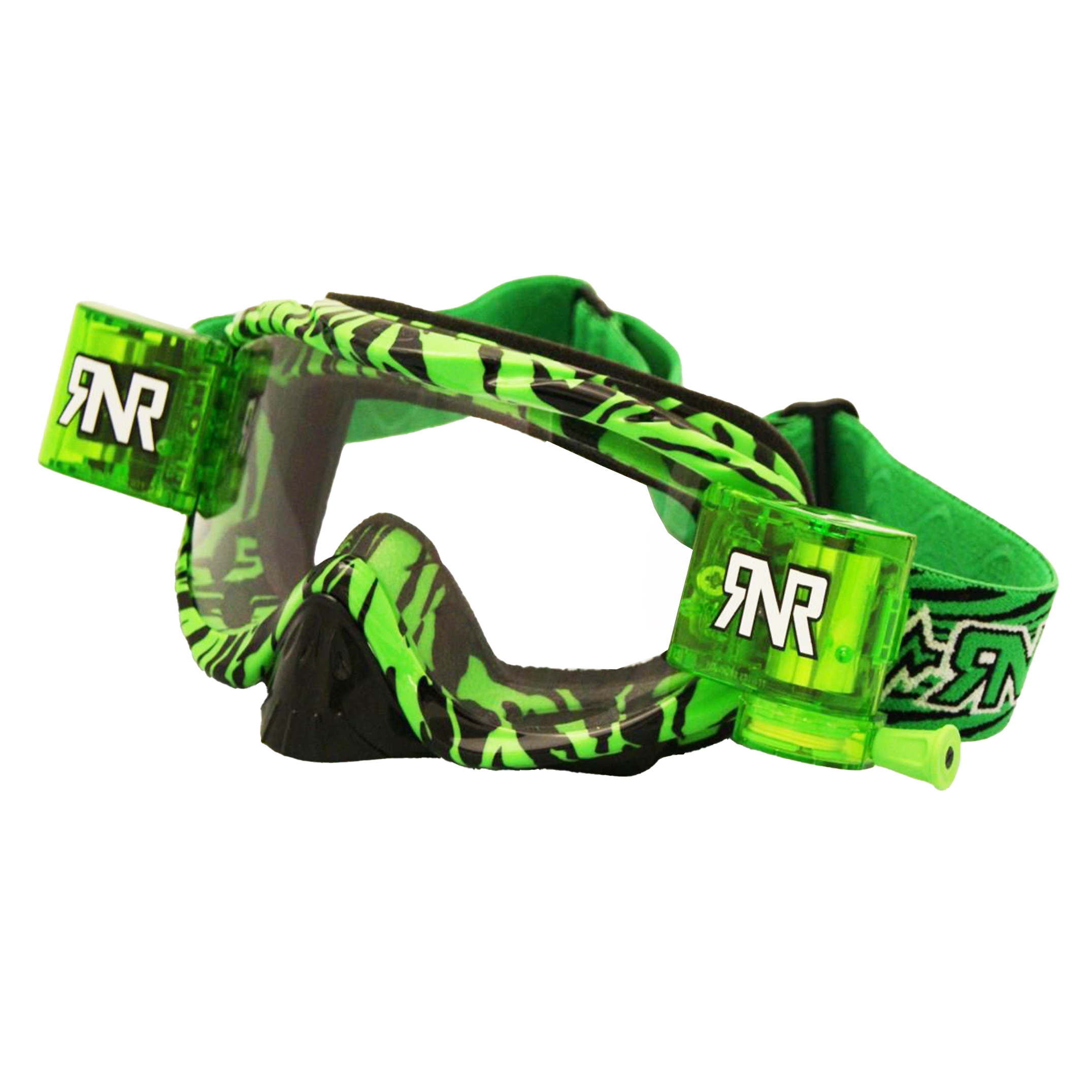 RNR HYBRID WILD GN/BK FULLY LOADED ROLL OFF, WILD GREEN & BLACK GOGGLE, GH367, ROLL & TEAR OFF image 1