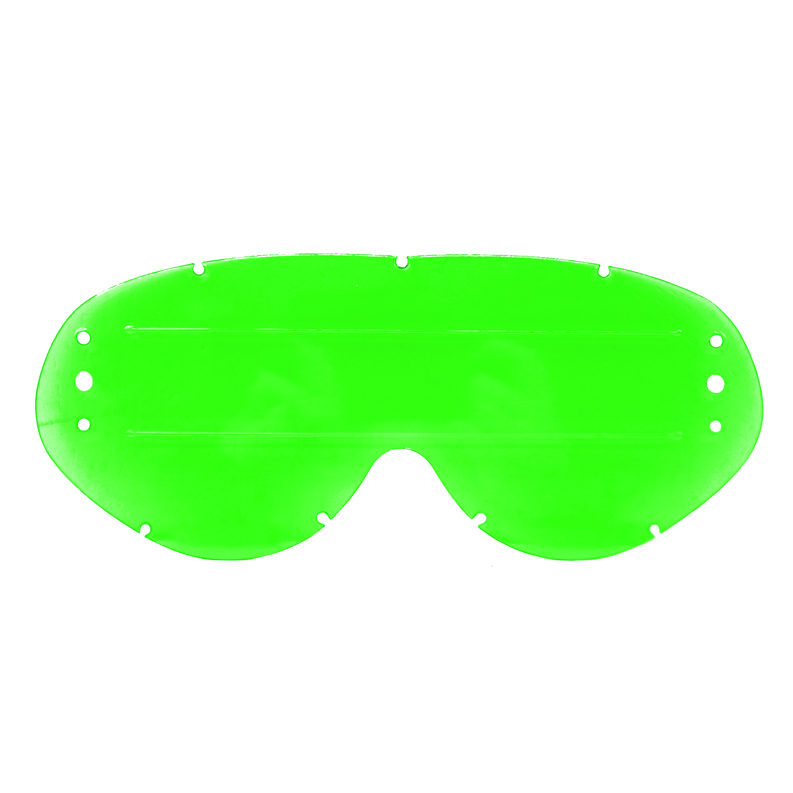 HYBRID ROLL OFF LENS GREEN RAISED STRIP, ANTI FOG, ANTI SCRATCH, LGR201R