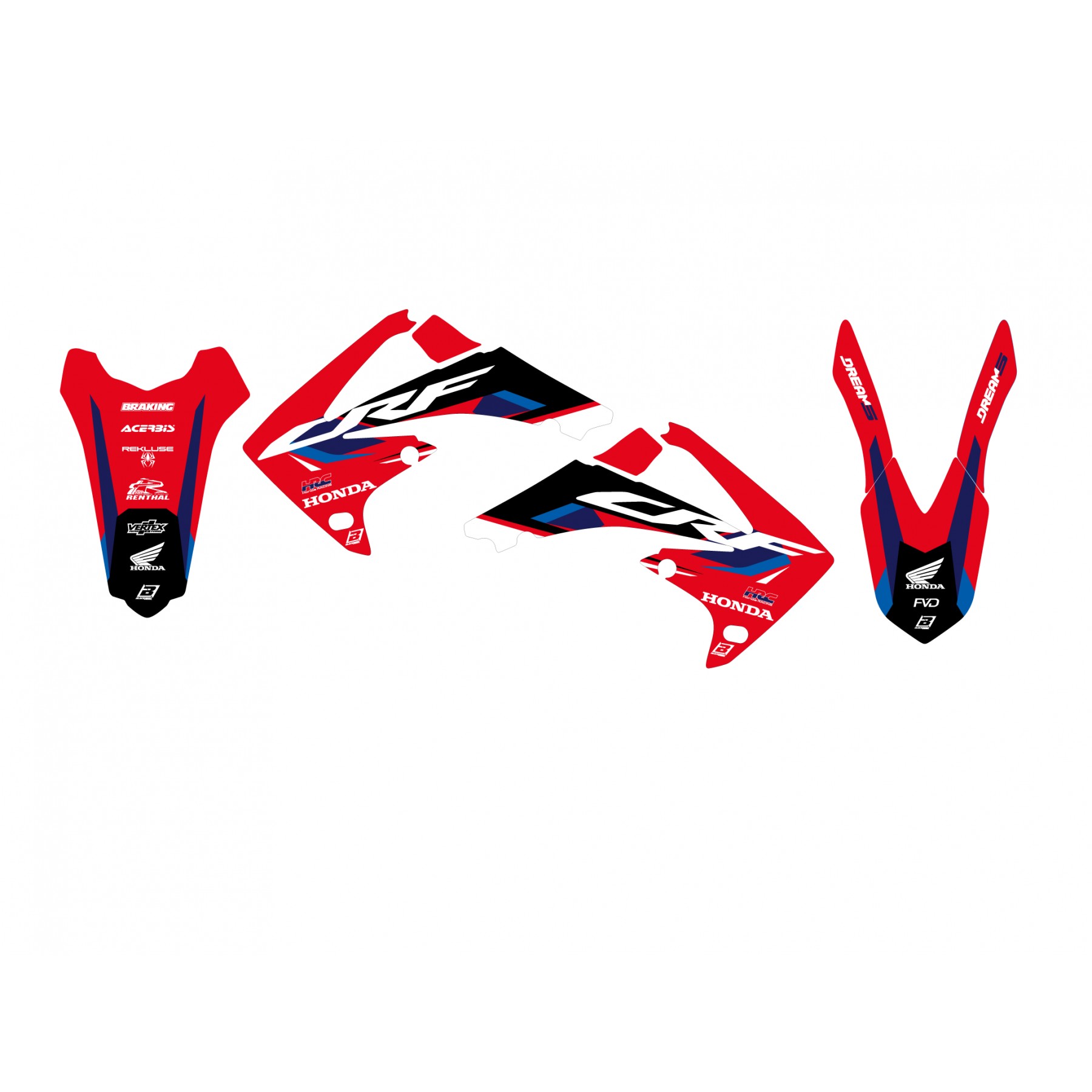 CRF 250 10-13 CRF 450 09-12 HONDA DREAM 5 GRAPHICS, BLACKBIRD 2142AB image 1