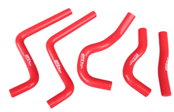 RADIATOR HOSE KIT 5pcs RED 03-04 HONDA CR125 SILICONE 19061-KSR-J00 image 1