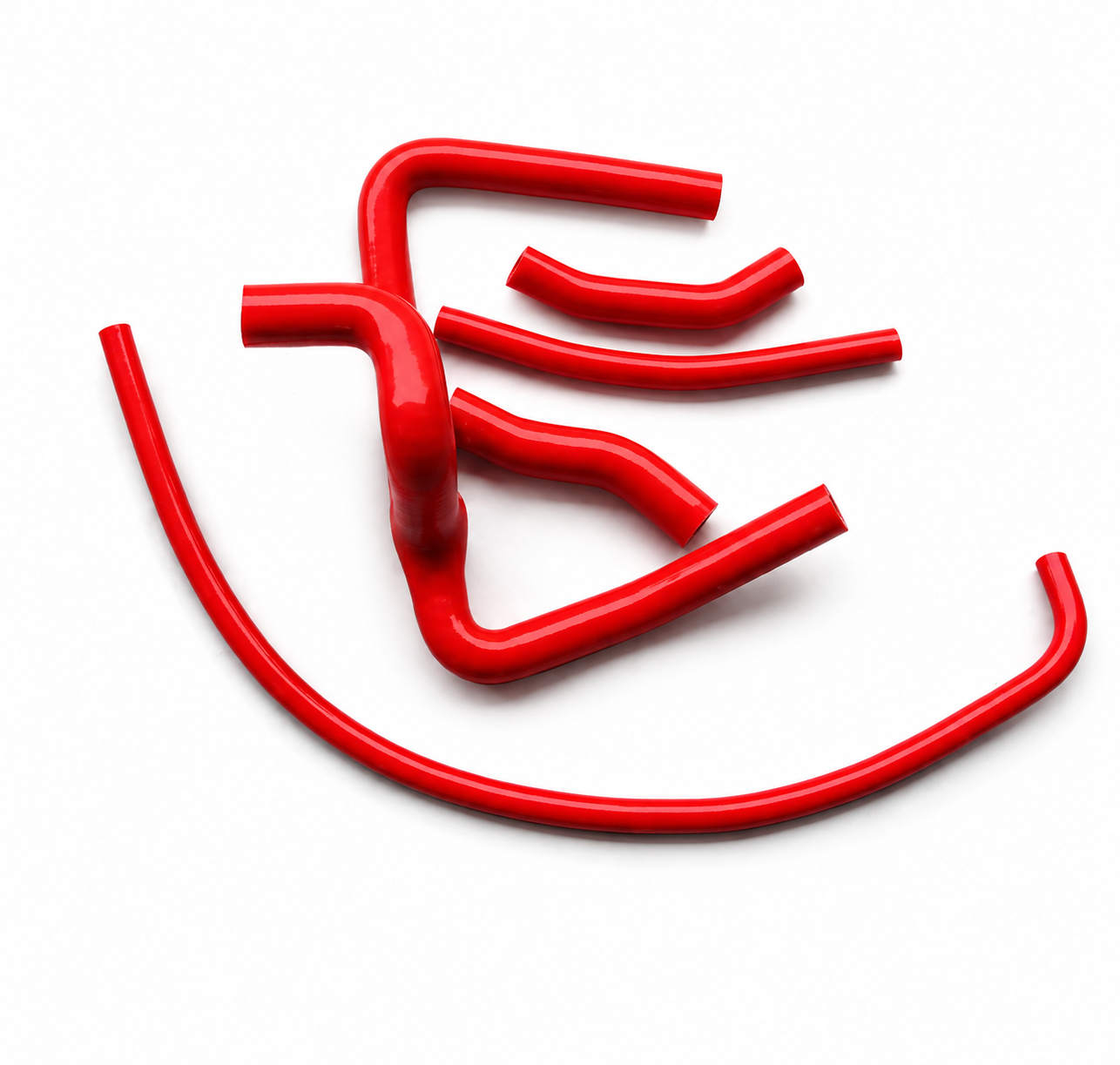 RADIATOR HOSE Y KIT 5pcs RED 00-01 HONDA CR250R SILICONE 19061-KZ3-J20 image 1