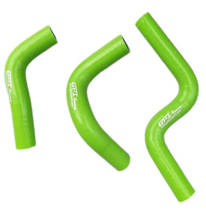 RADIATOR HOSE KIT 3pcs GREEN 14-26 KAWASAKI KX85 KX100 GREEN SILICONE 39062-0646 image 1