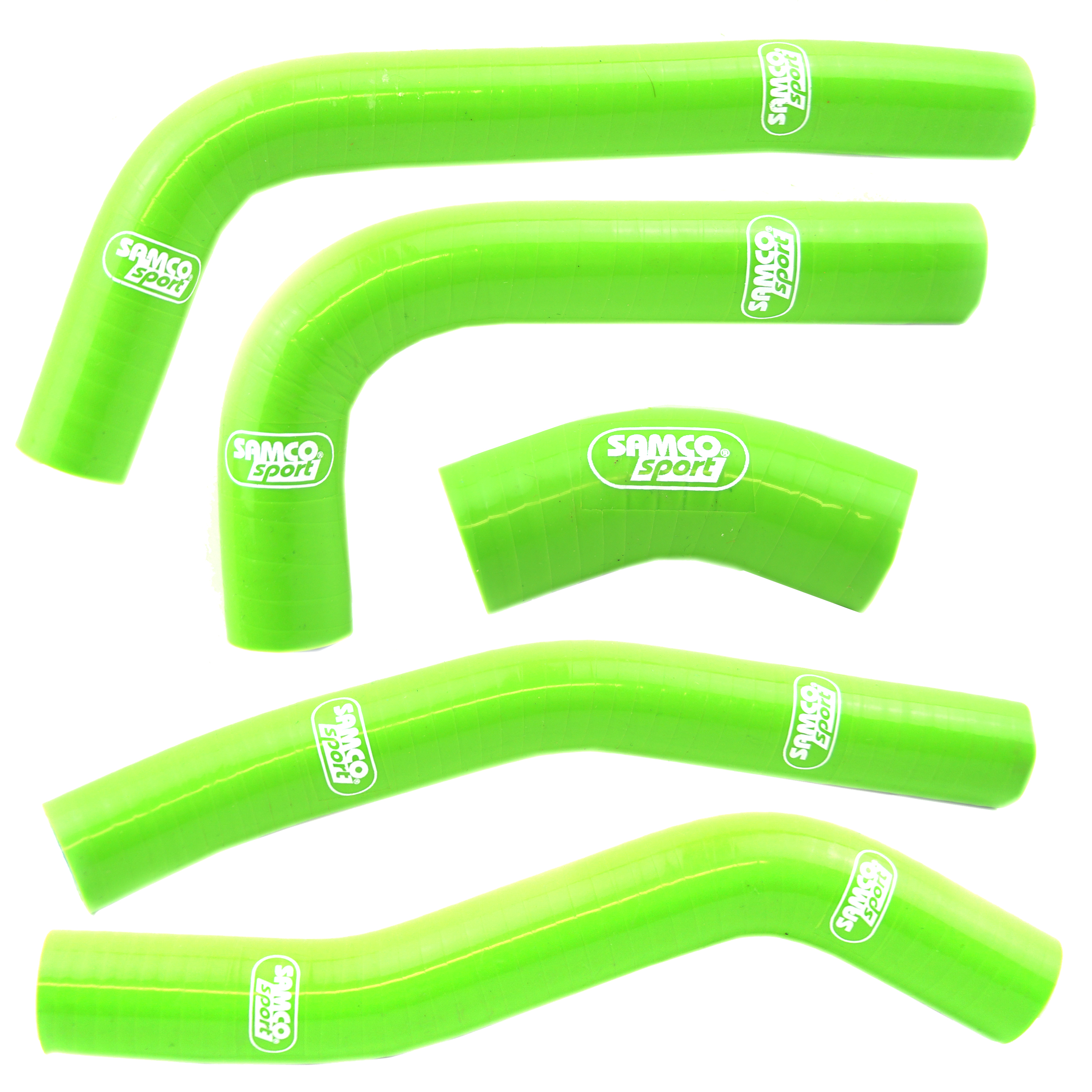 COOLANT HOSE 5 PIECE KIT GREEN 21-24 KAWASAKI 250 KX OEM DESIGN SAMCO SPORT KAW-98-GN image 1