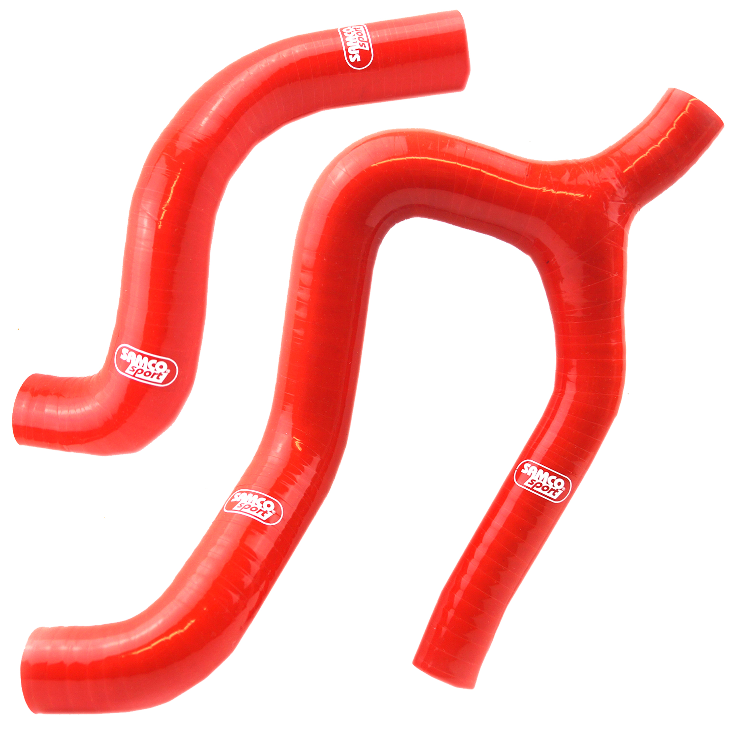 COOLANT HOSE 2 PIECE KIT RED 19-23 GAS HUSQ KTM 350 THERMO BYPASS 'Y' DESIGN SAMCO KTM-110-RD image 1