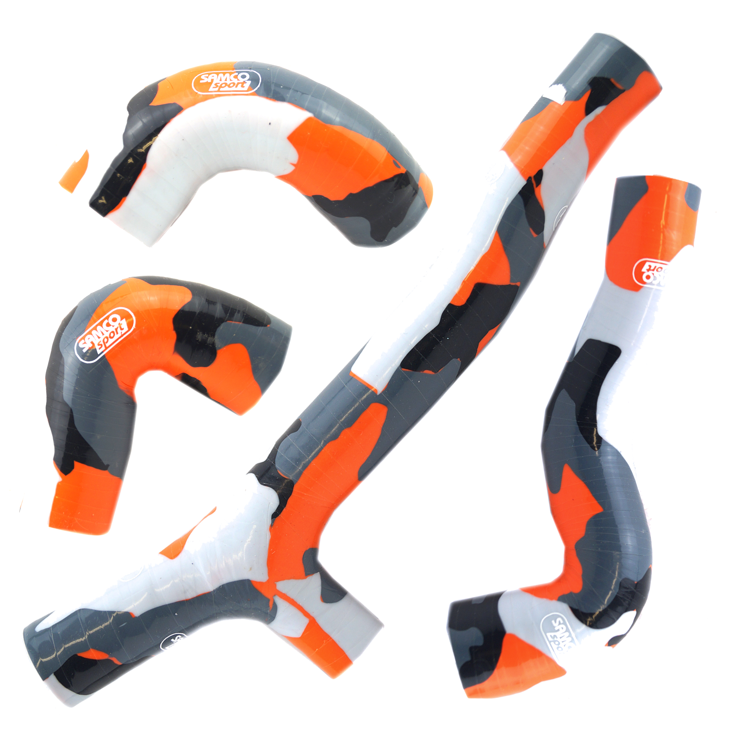 COOLANT HOSE 4 PIECE KIT ORANGE CAMO 20-23 KTM 150 TE EXC XC-W TPI OEM DESIGN SAMCO SPORT KTM-120-SOL image 1