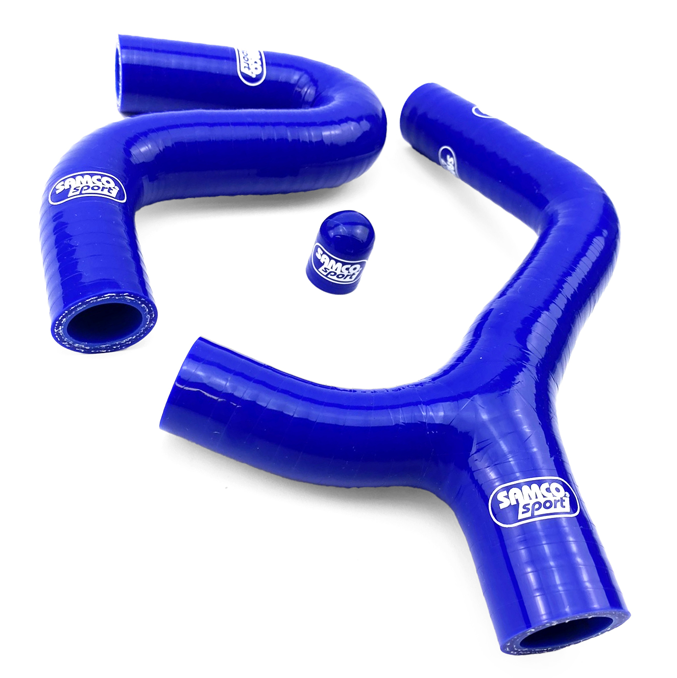 COOLANT HOSE 3 PIECE KIT BLUE 08-11 KTM 400 450 530 EXC XC-W F R THERMO BYPASS SAMCO KTM-23-BU image 1