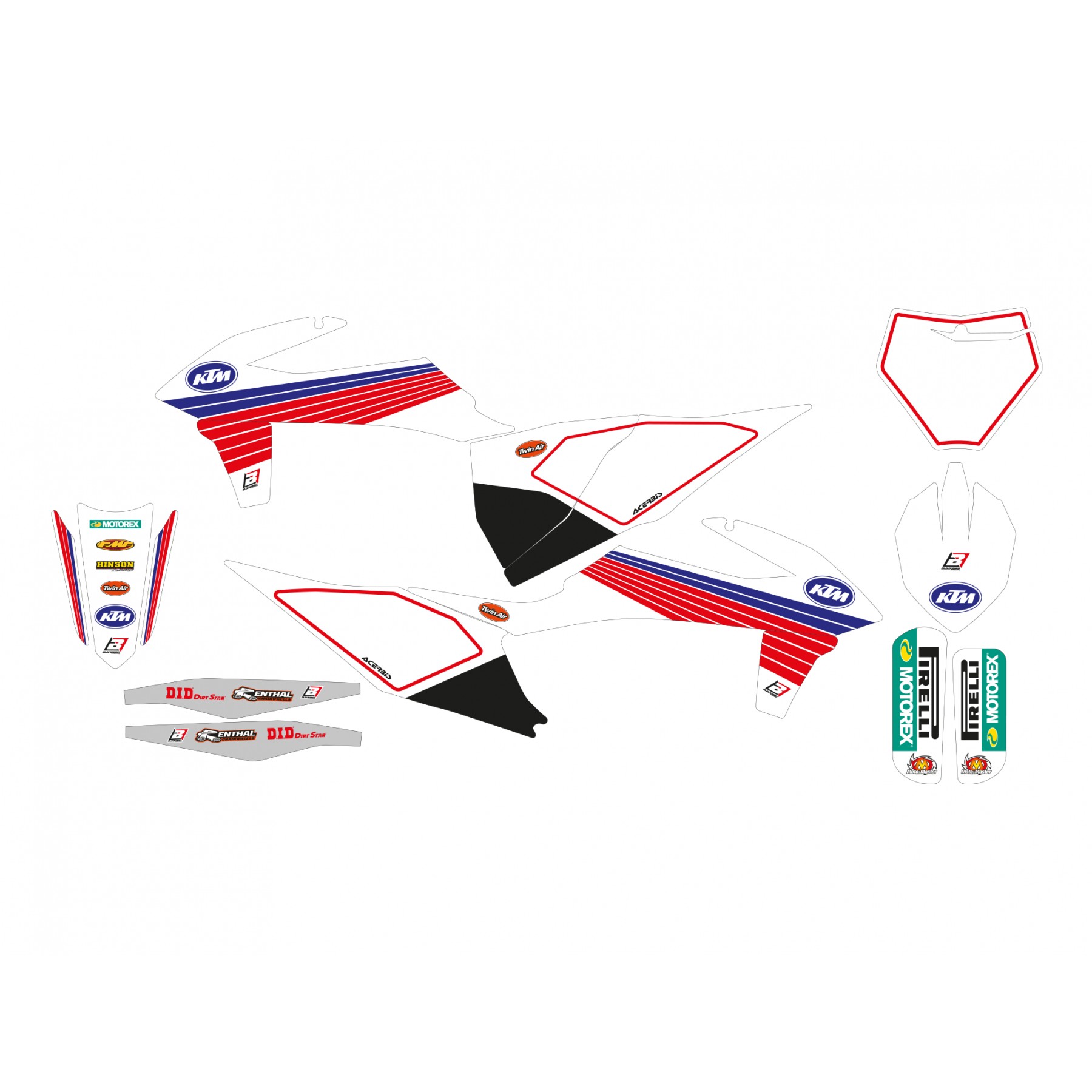 19-22 SX/SXF 20-23 EXC, KTM RETRO RED AND BLUE BLACKBIRD DECAL KIT, 2547AA/01 thumbnail 2