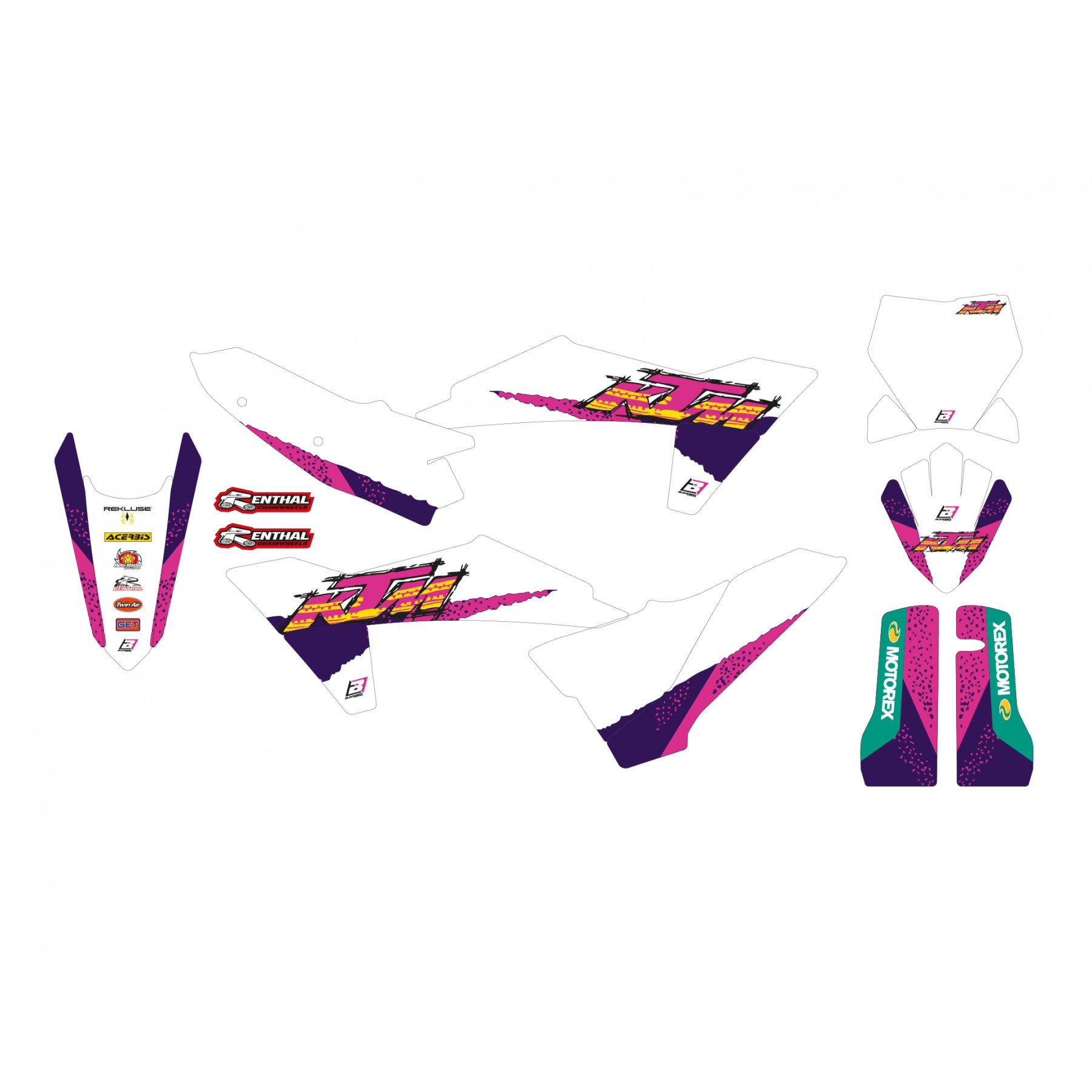 25-26 KTM SX/SXF RETRO PURPLE/PINK BLACKBIRD DECAL KIT, 2552AA thumbnail 2