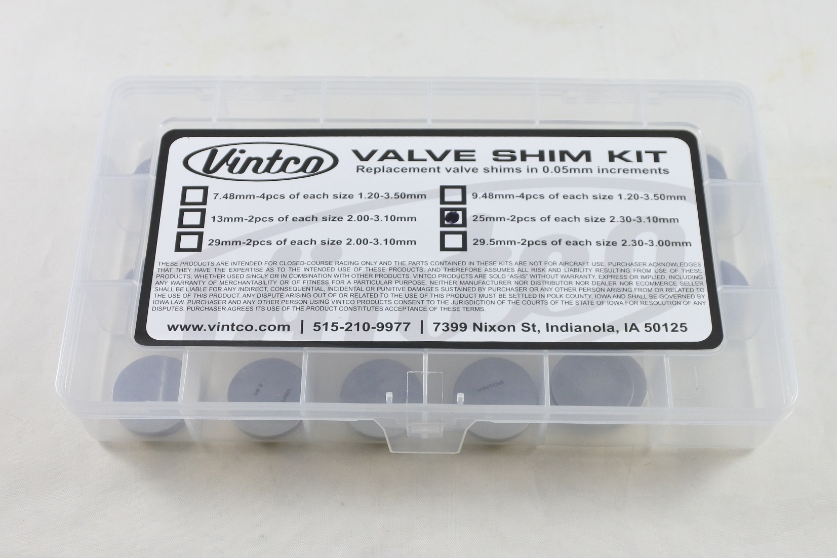 VALVE SHIM KIT 25mm 2PCS EACH SIZE 2.30-3.10mm 0.05mm INCREMENTS VINTCO 25SHIMKIT thumbnail 4