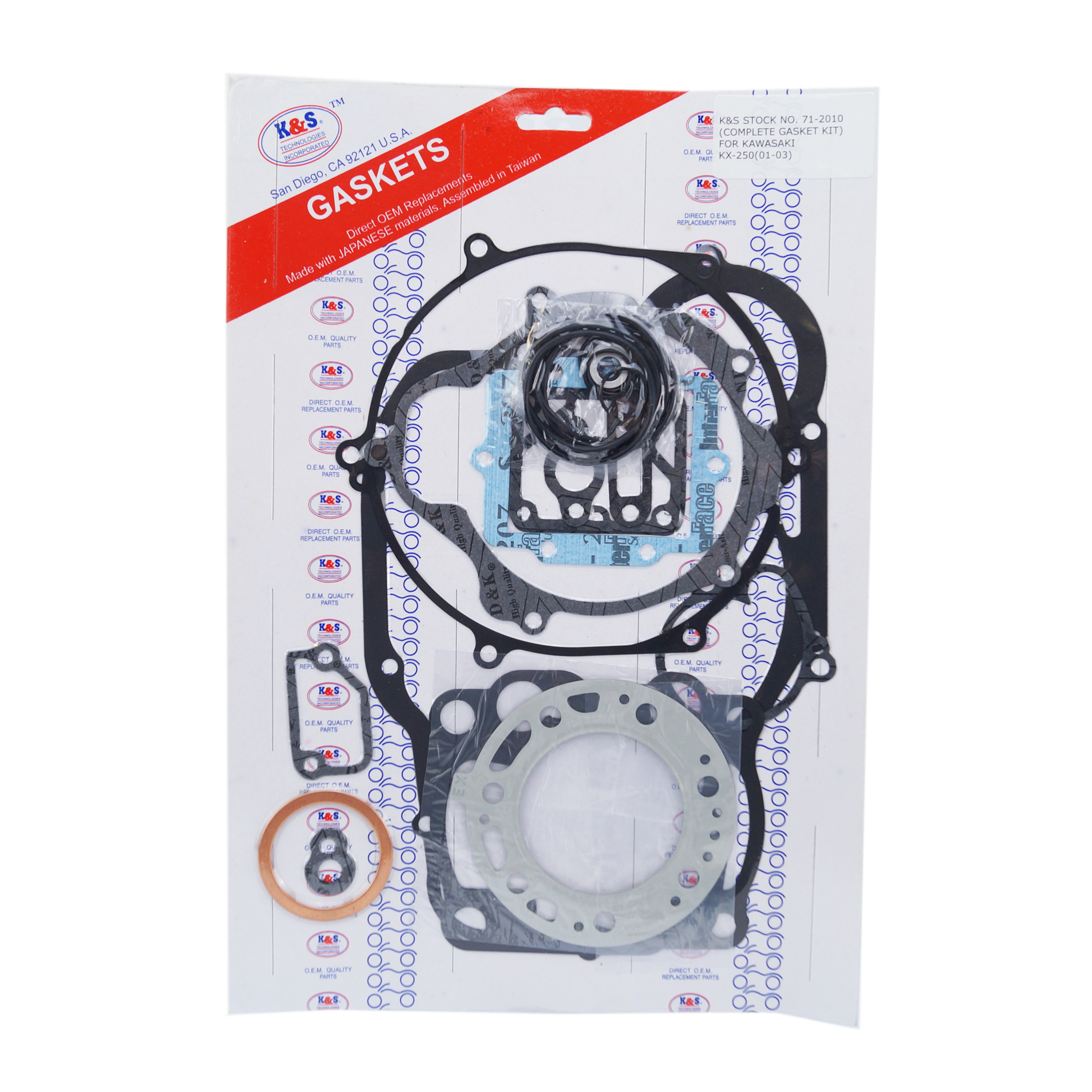 GASKET FULL SET 01-03 KX250, K&S 71-2010 KAWASAKI image 1